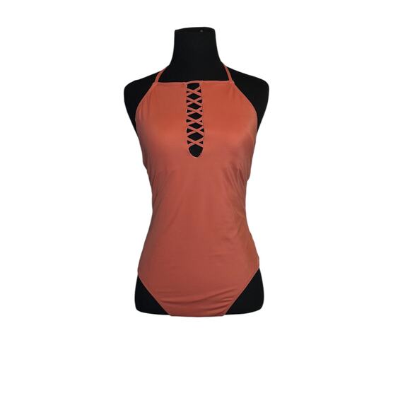 Victoria's Secret Pink Criss Cross Front Swim One Piece Bathing Suit size M - Picture 6 of 15